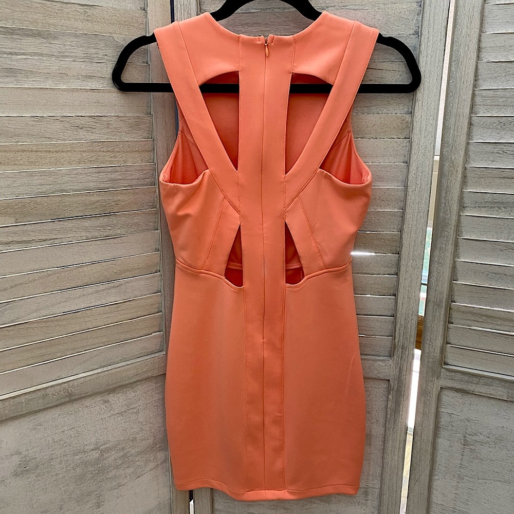 Peach Bodycon Minidress with cutout back
